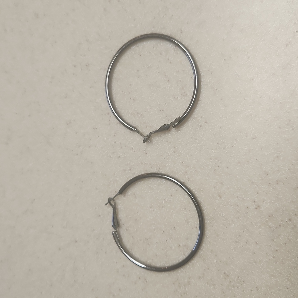 Pewter Hoop Earrings, GUC